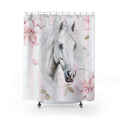 Shabby Rustic Chic White Horse Cottage Shower Curtain