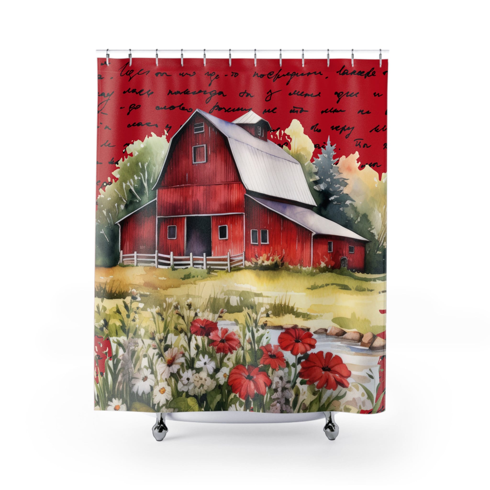 Rustic Country Red Barn Shower Curtain