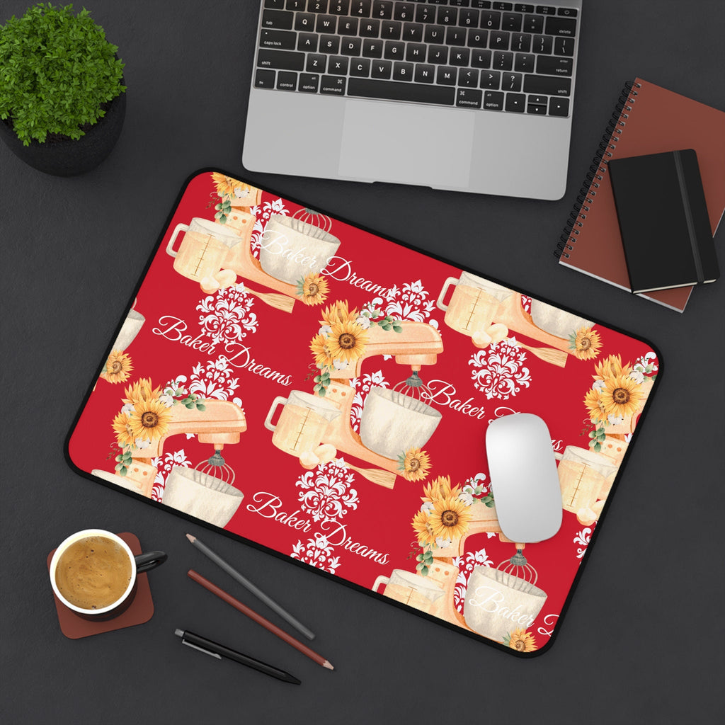 Red Baker Dreams Desk Mat - Perfect Gift for Bakers!