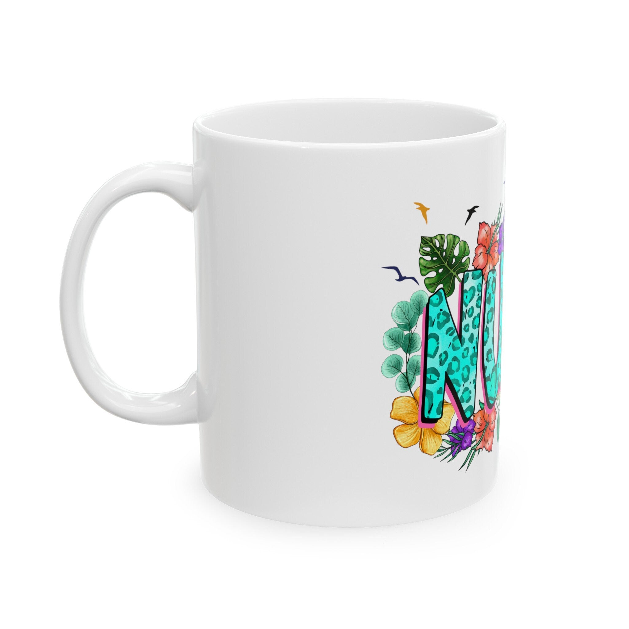 Summer "Nurse" with Your Name "Nurse"  Mug, (11oz, 15oz) White