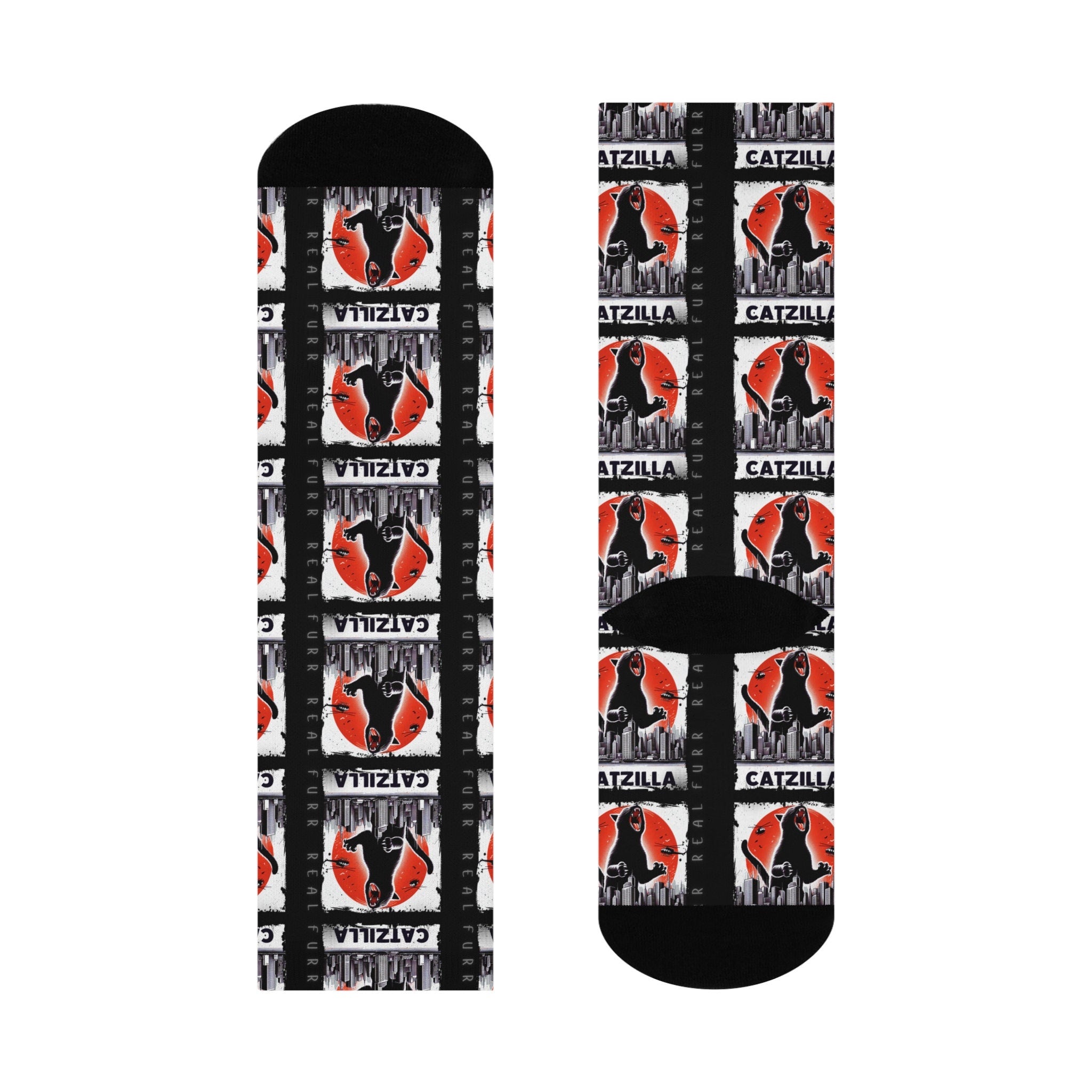 Catzilla Furr Real Unisex Cushioned Crew Socks