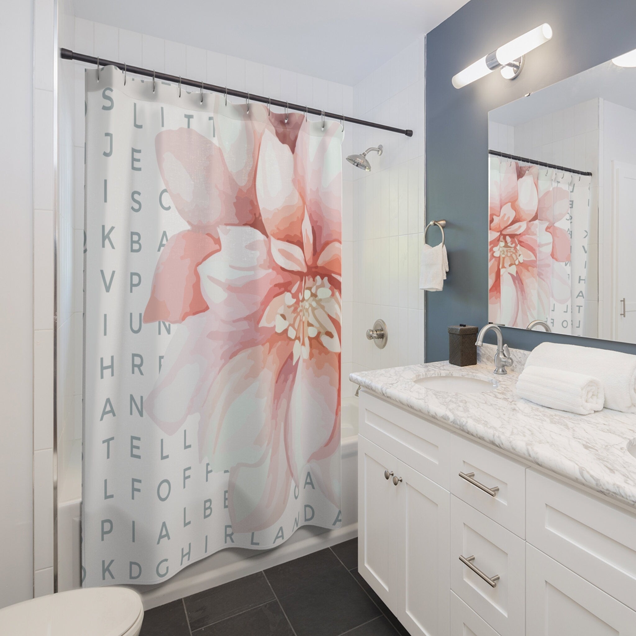 Shabby Crossword Puzzle Chic Shower Curtain