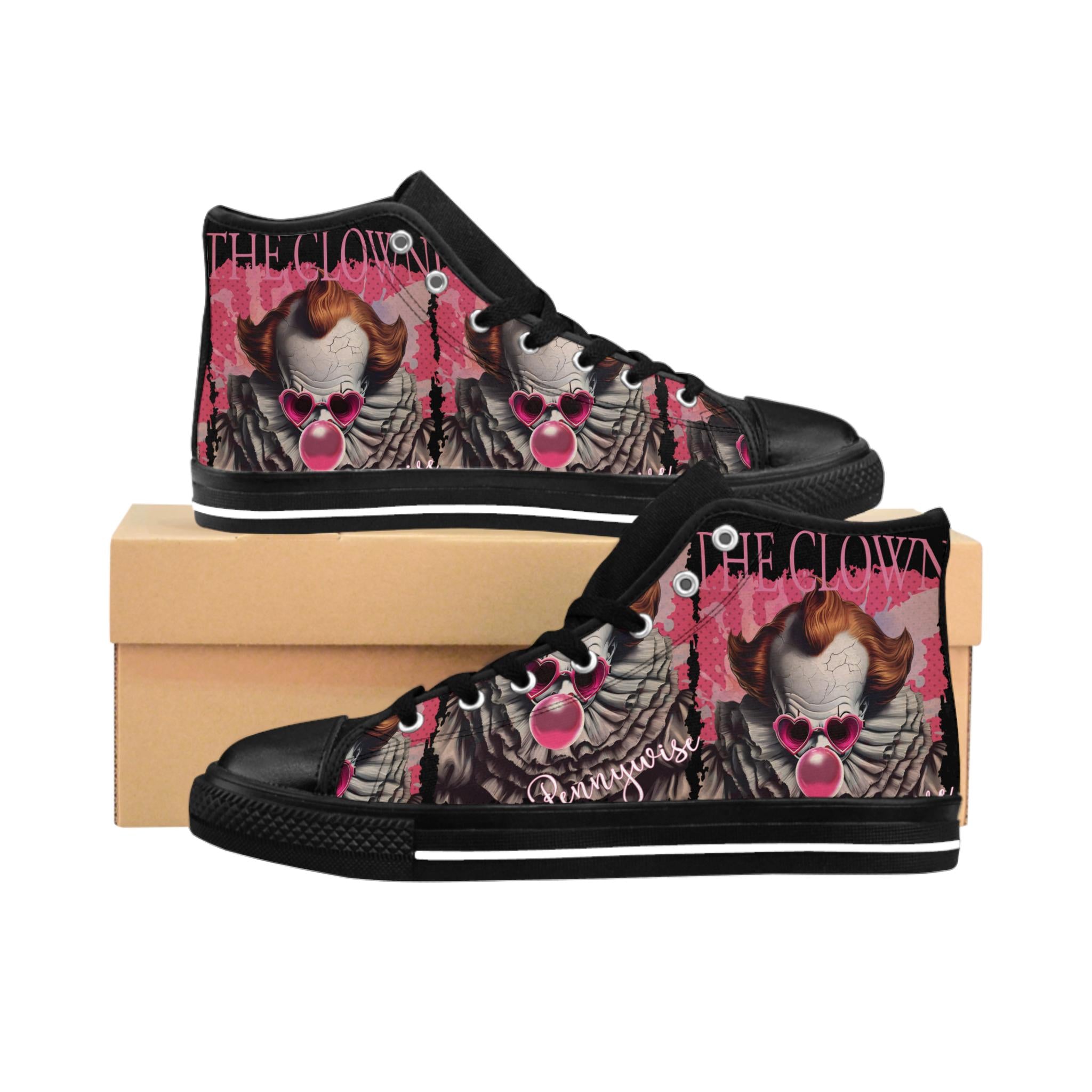 Pennywise High-Top Sneakers, Gothic Horror Graphic Print