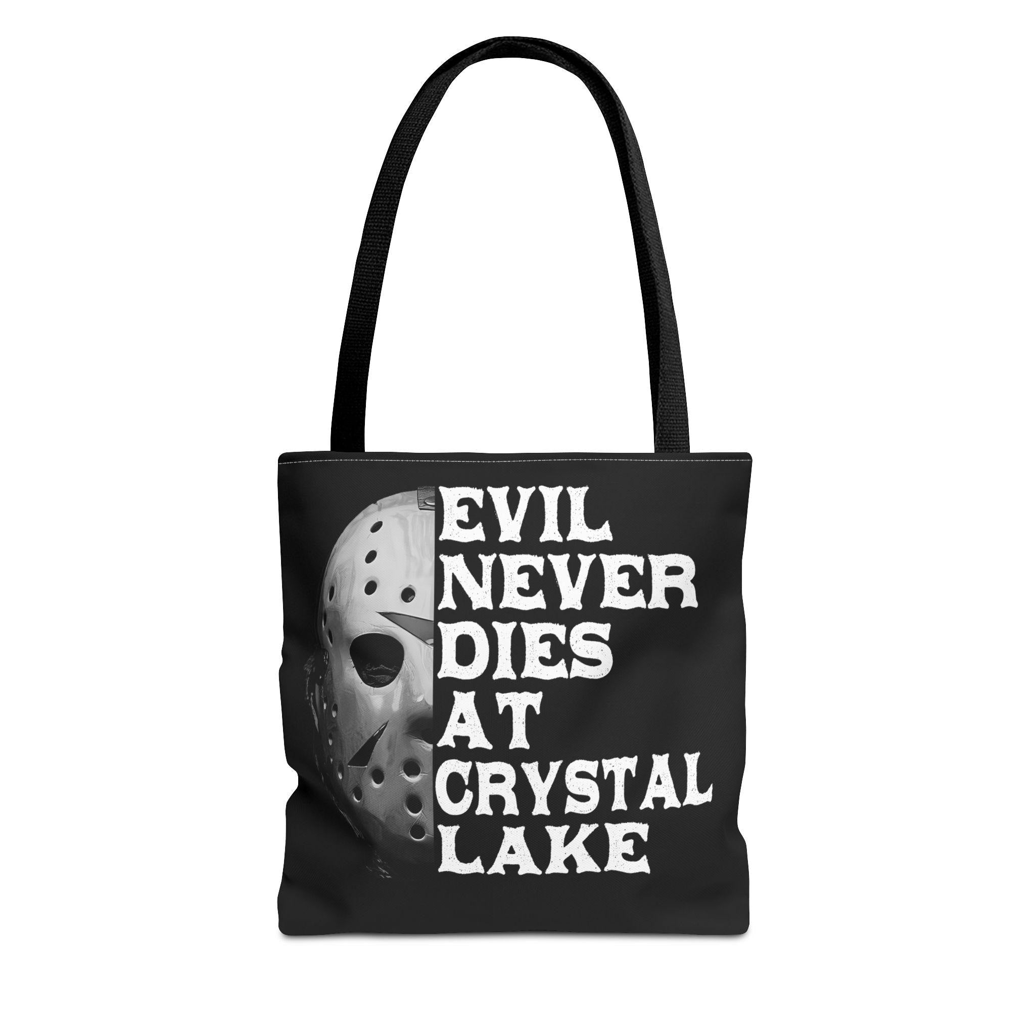 Horror Movie Quote Tote Bag: "Evil Never Dies" Retro Style
