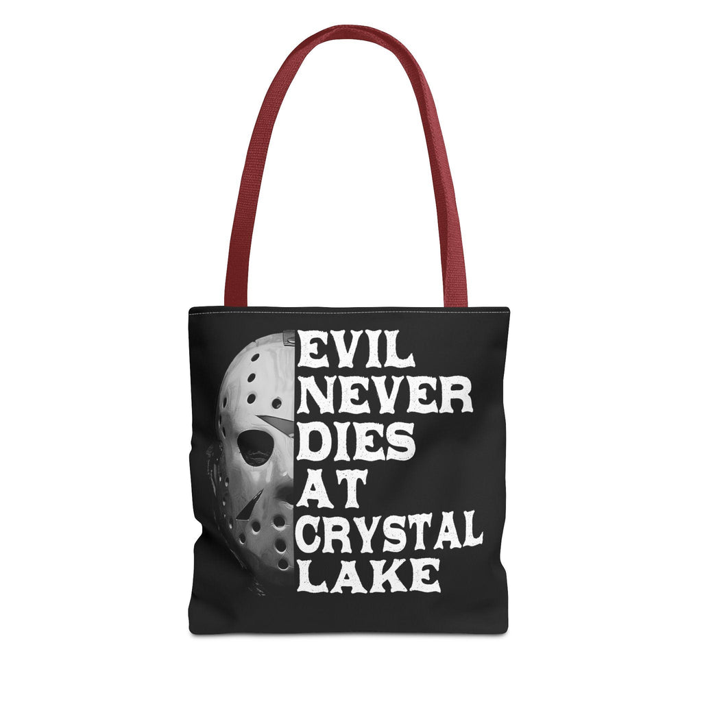 Horror Movie Quote Tote Bag: "Evil Never Dies" Retro Style
