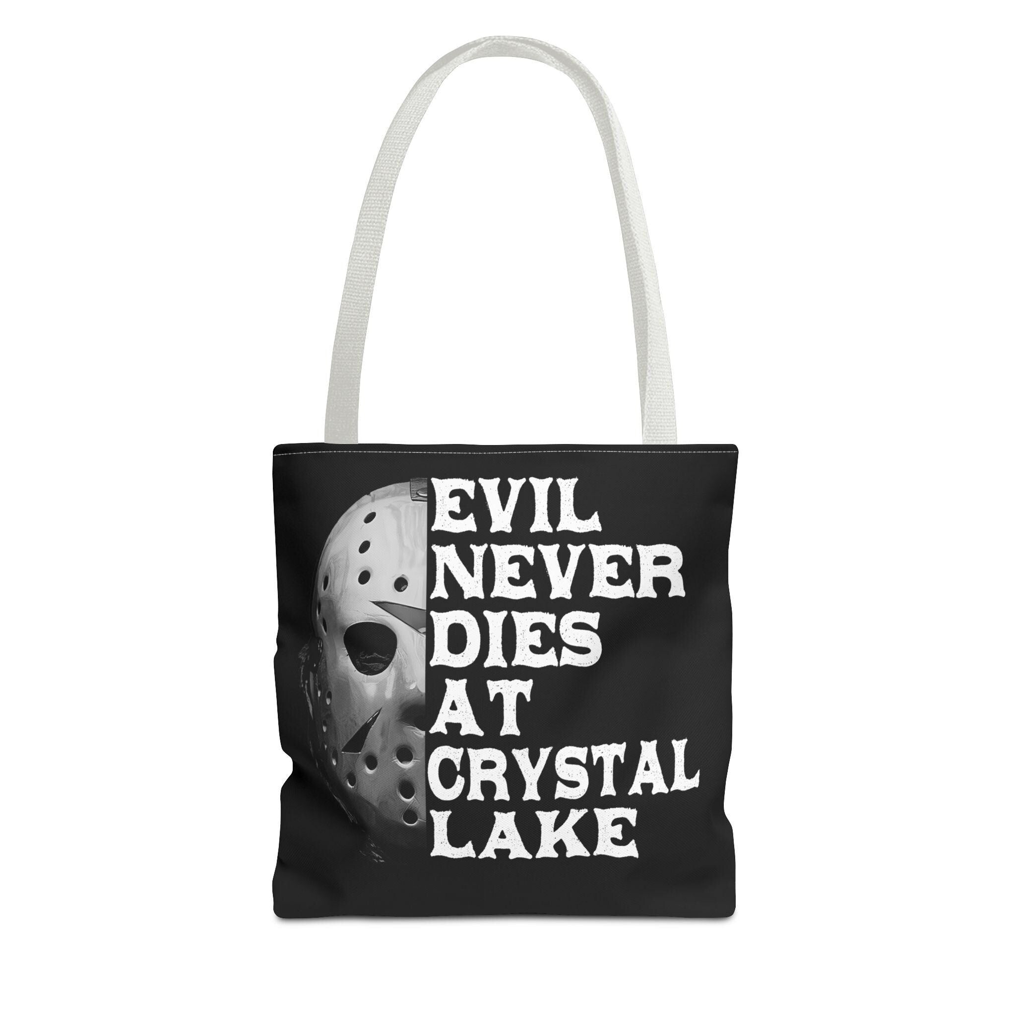 Horror Movie Quote Tote Bag: "Evil Never Dies" Retro Style