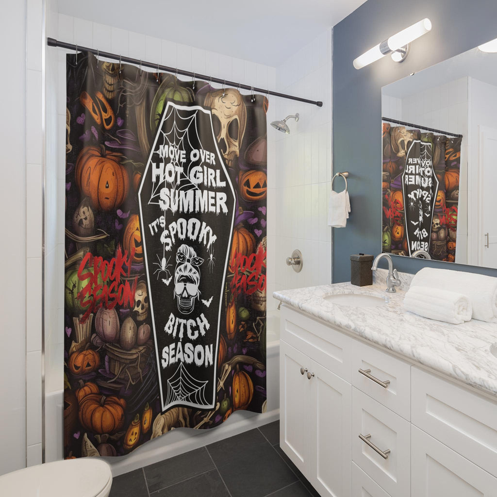 Spooky Bitch Season Shower Curtain, Funny Halloween Bathroom Decor