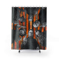 Retro Horror Slashers Shower Curtain: 80s Halloween Bathroom Decor