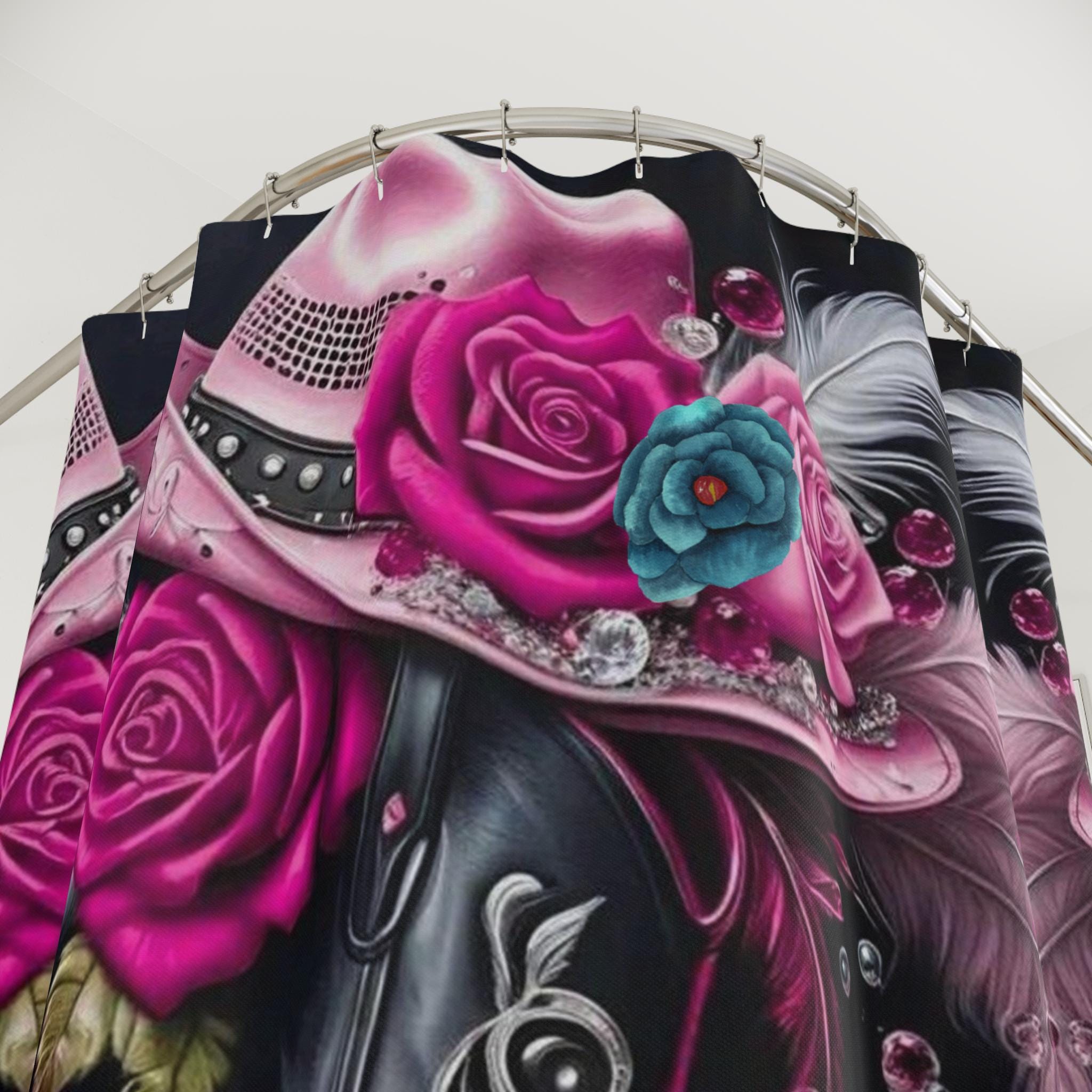 Hot Pink Cowgirl Shower Curtain: Western Bathroom Decor