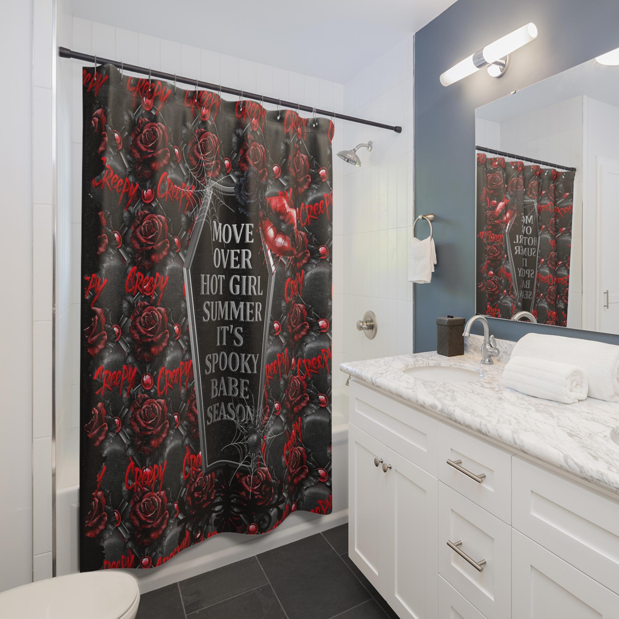 Gothic Dark Red Roses Shower Curtain - Spooky Halloween Decor