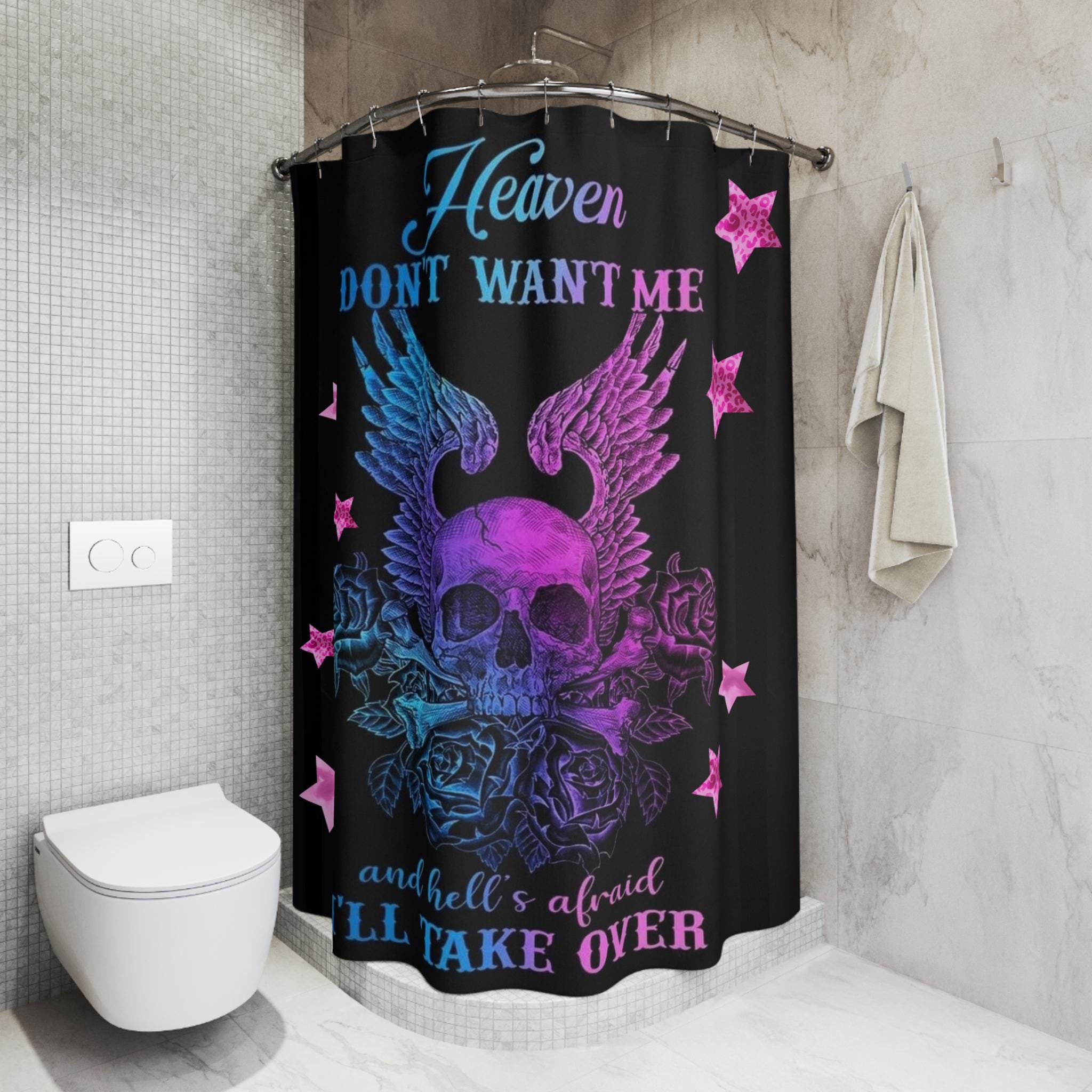 Gothic Shower Curtain: Heaven Don't Want Me - Alternative Bathroom Decor