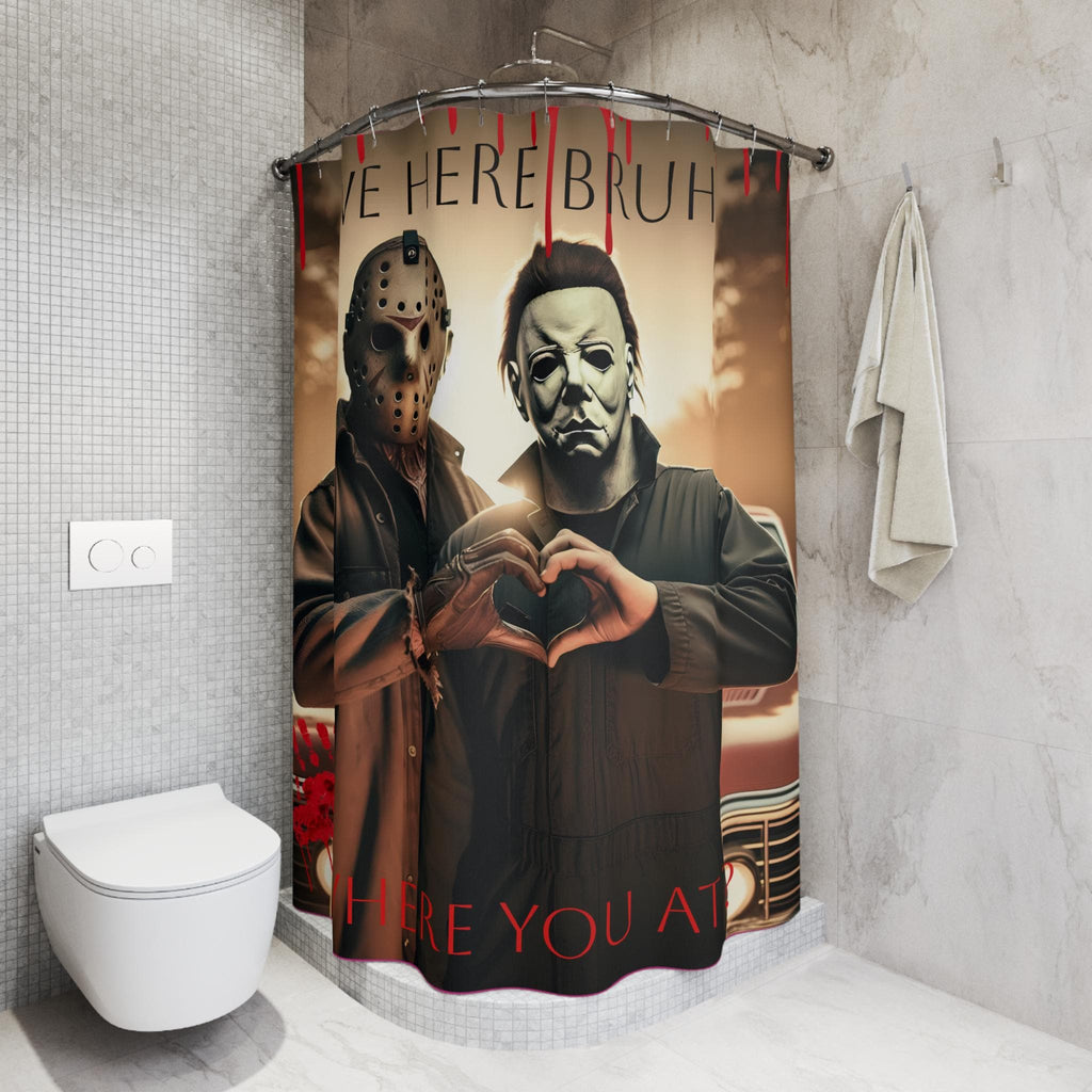 Horror Movie Shower Curtain: Michael Myers & Jason - Gothic Halloween Decor