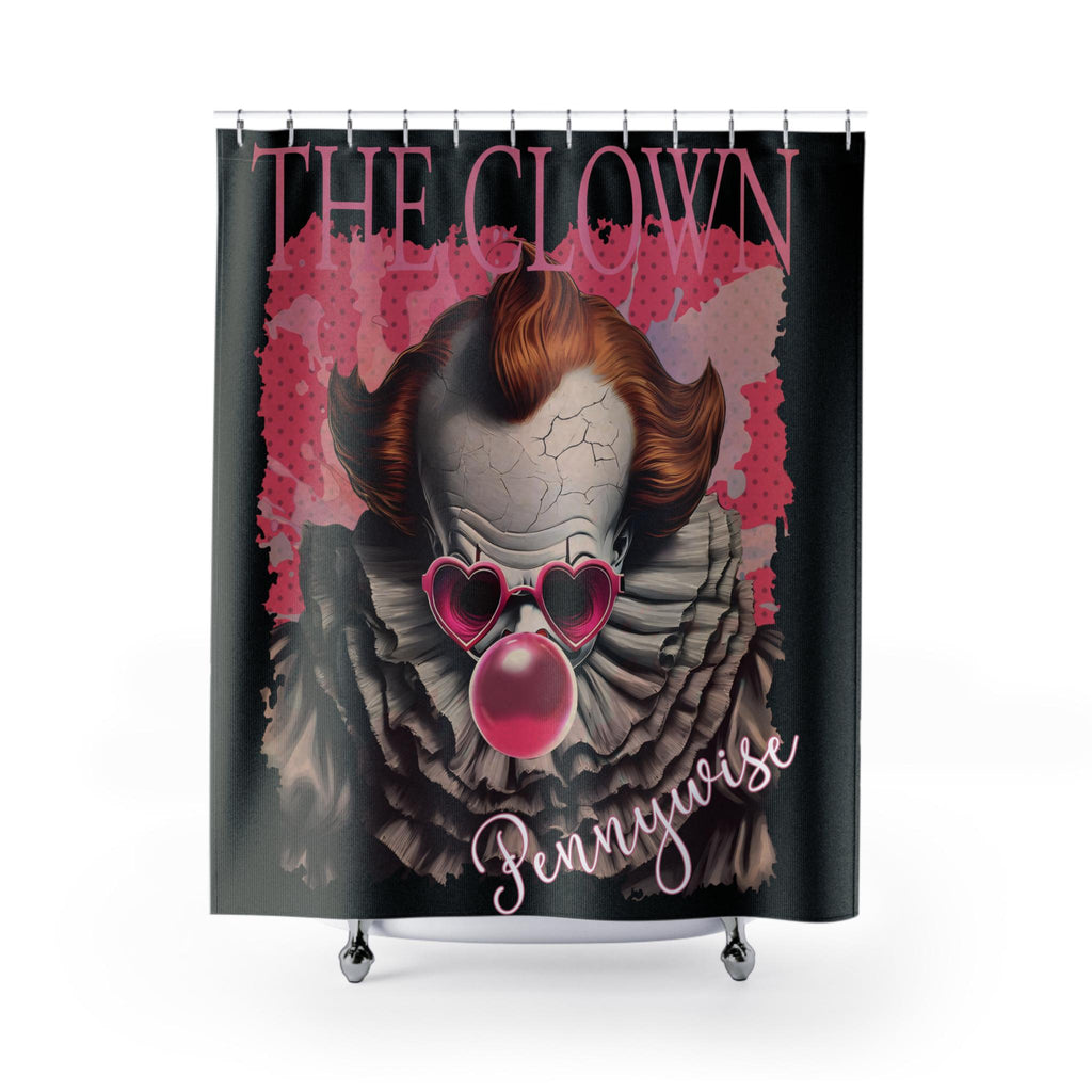 Pennywise the Clown Horror Shower Curtain  Pink & Black Gothic Creepy Bathroom Décor