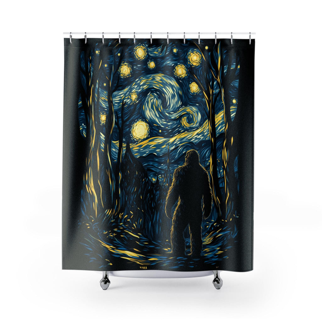 Art Style Bigfoot Shower Curtain  Abstract Art Bathroom Décor