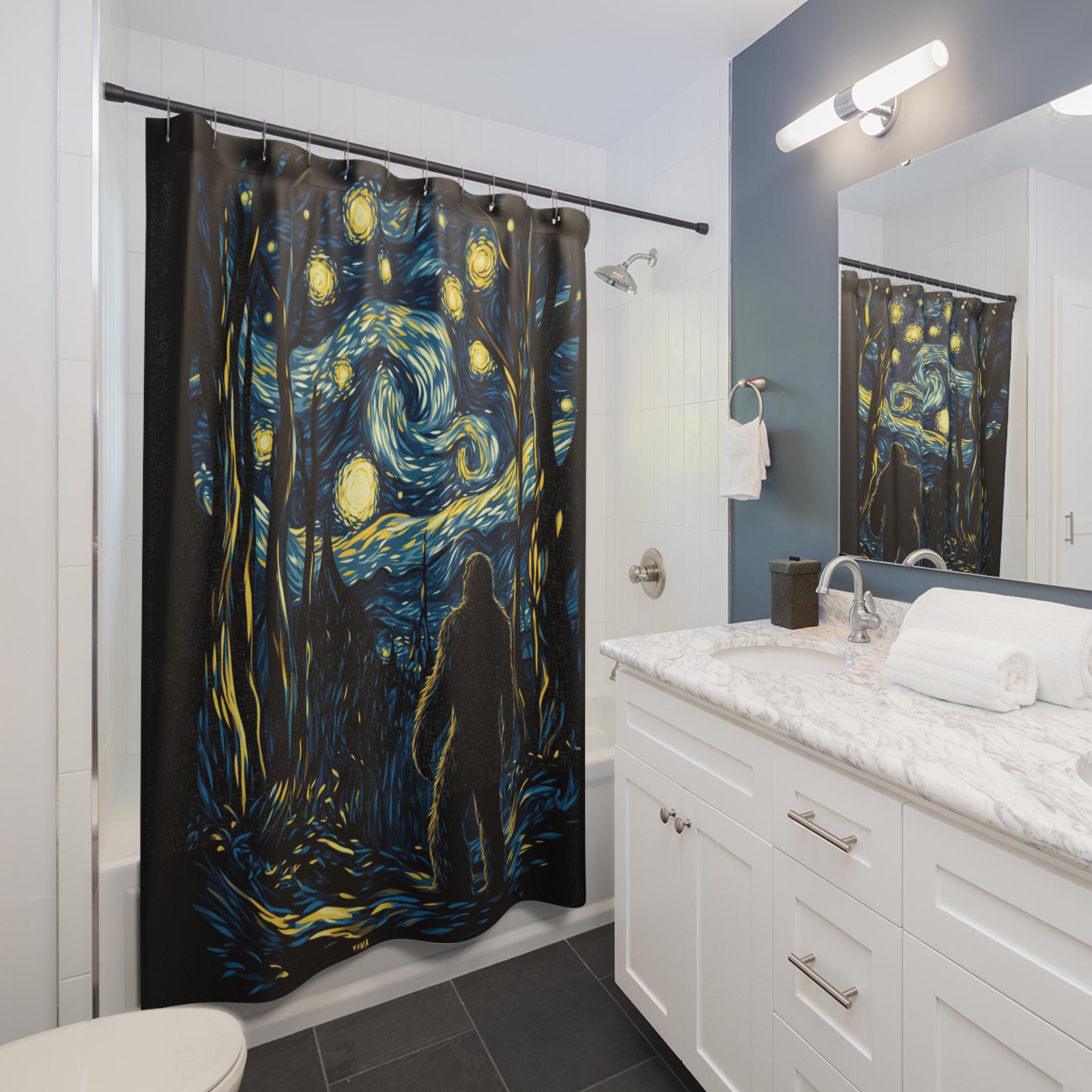 Art Style Bigfoot Shower Curtain  Abstract Art Bathroom Décor