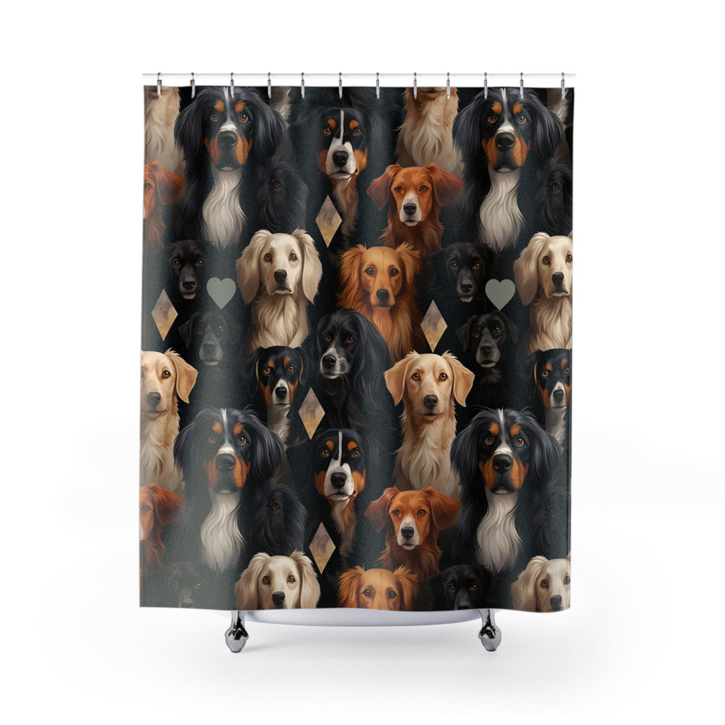 Dog Breed Print Shower Curtain, Pets Bathroom Decor