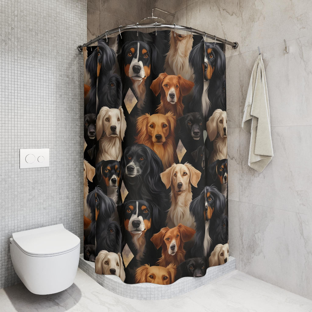 Dog Breed Print Shower Curtain, Pets Bathroom Decor