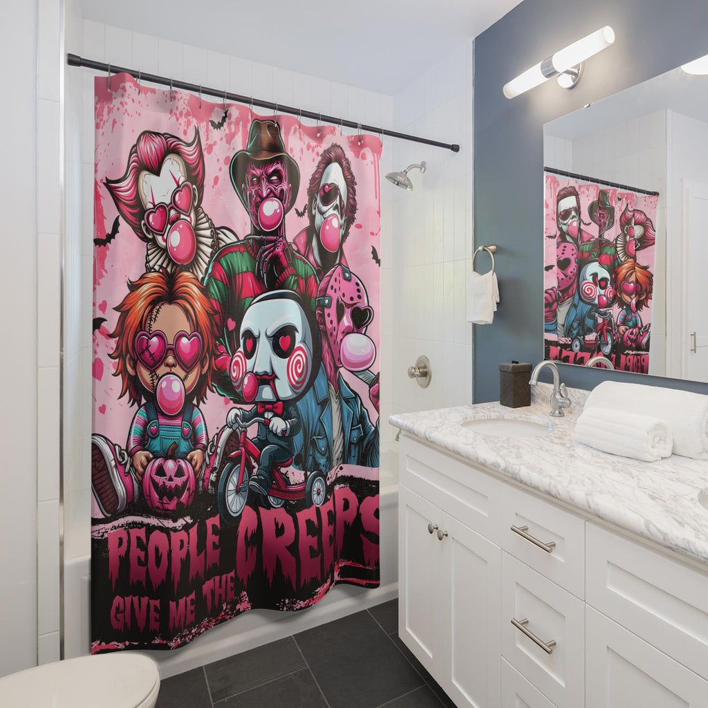 People Give Me The Creeps" Spooky Horror Film Creepy Shower Curtain Bathroom Décor