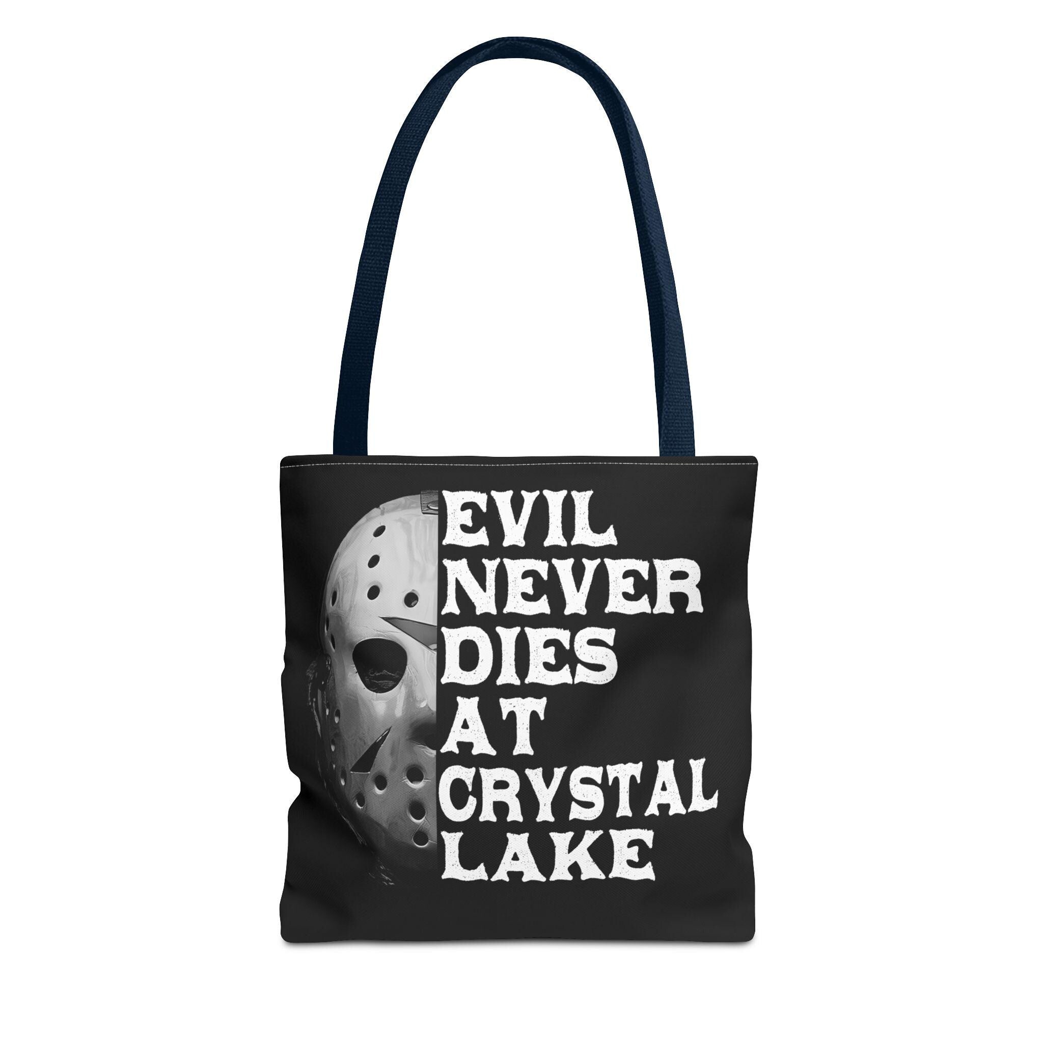 Horror Movie Quote Tote Bag: "Evil Never Dies" Retro Style