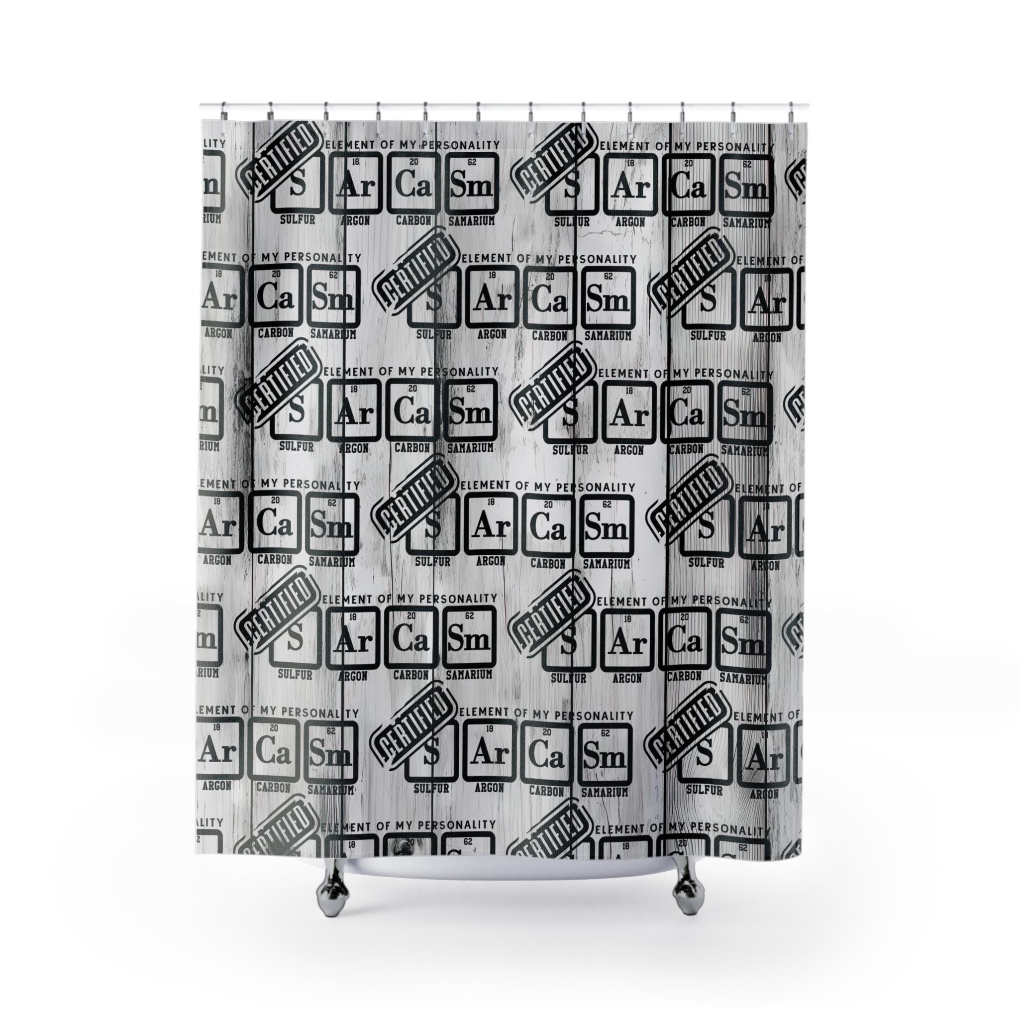 Certified Sarcasm Element Chart Shower Curtain: Funny Bathroom Decor