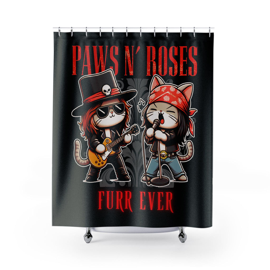 Paws N Roses Feline Rock Culture Tribute Shower Curtain