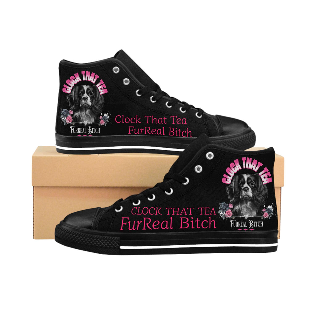 Clock That Tea Spaniel Sneakers: Sassy Women's High Tops