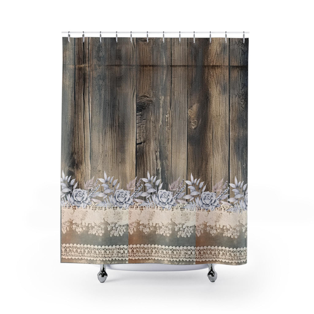 Rustic Wood Grain Shower Curtain: Boho Farmhouse Bathroom Decor