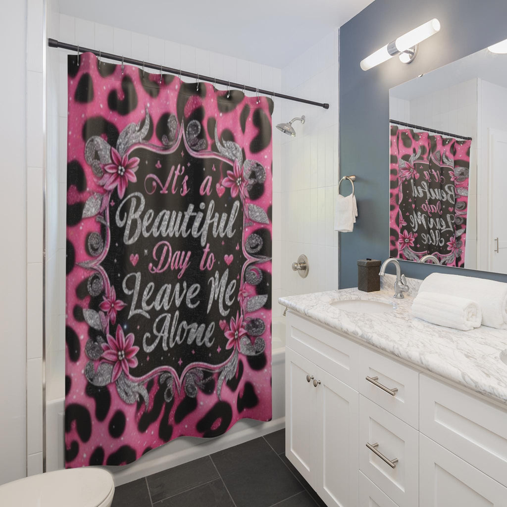 Sassy Leopard Print Shower Curtain: Boho Pink Bathroom Decor