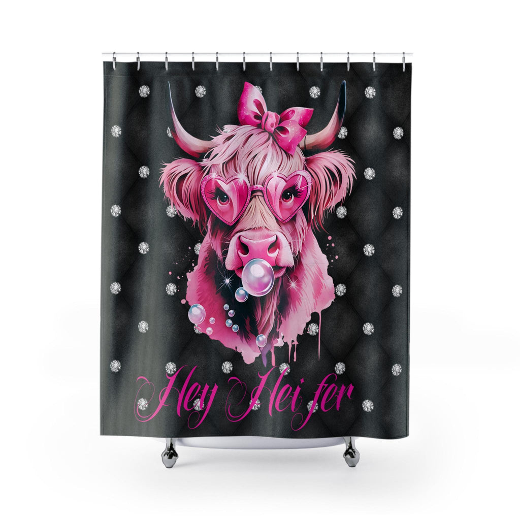 Pink Cow Bubblegum Shower Curtain: Rhinestone Farmhouse Decor