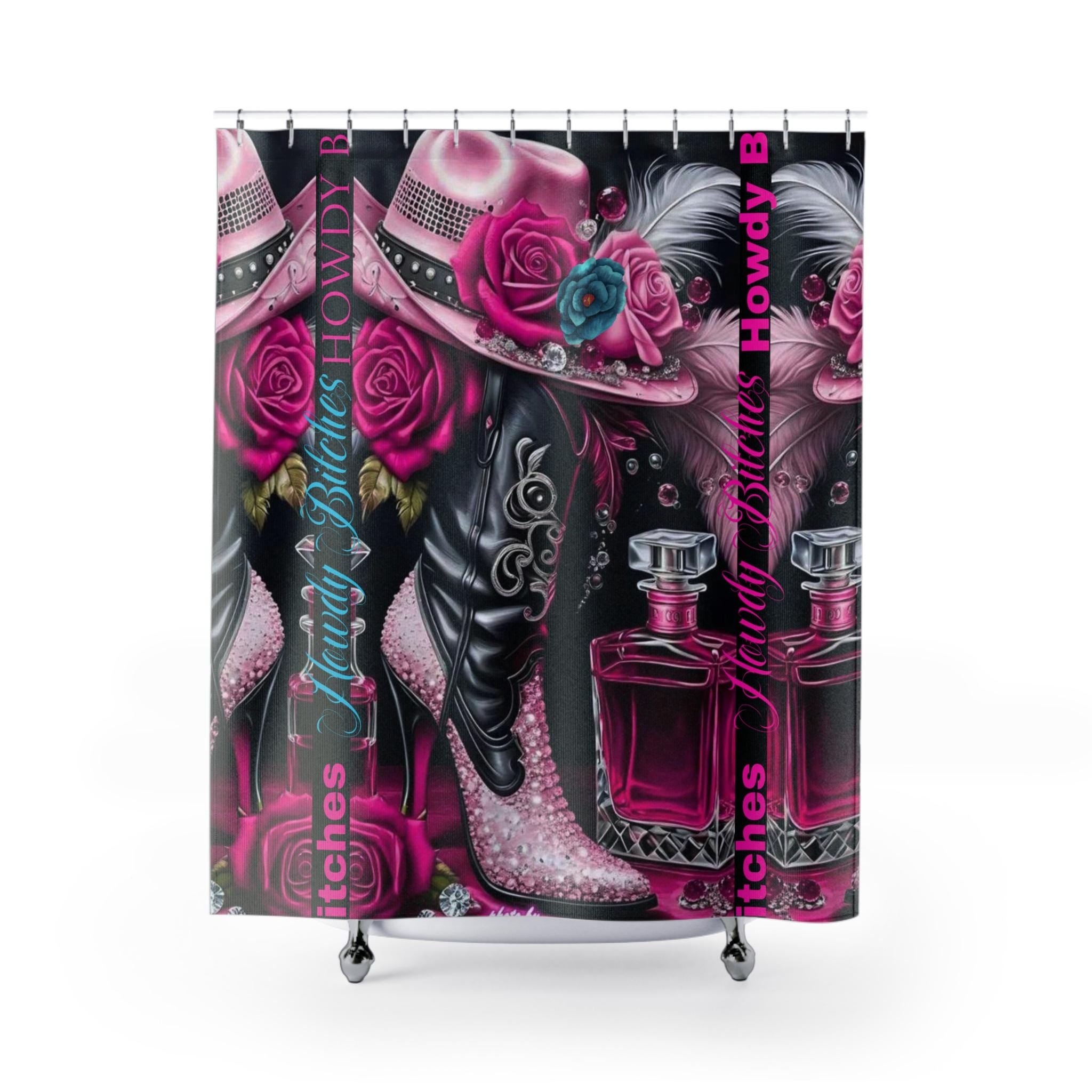 Hot Pink Cowgirl Shower Curtain: Western Bathroom Decor