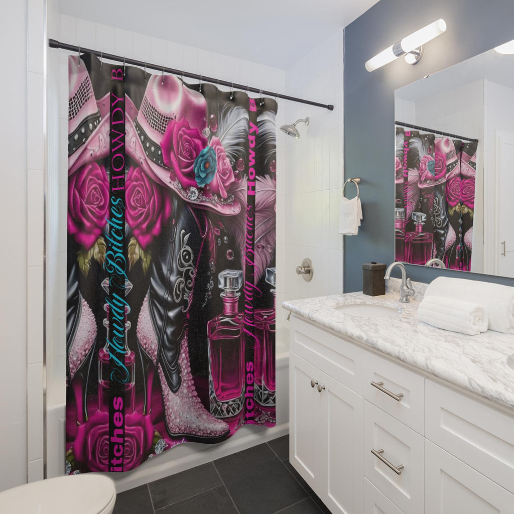 Hot Pink Cowgirl Shower Curtain: Western Bathroom Decor