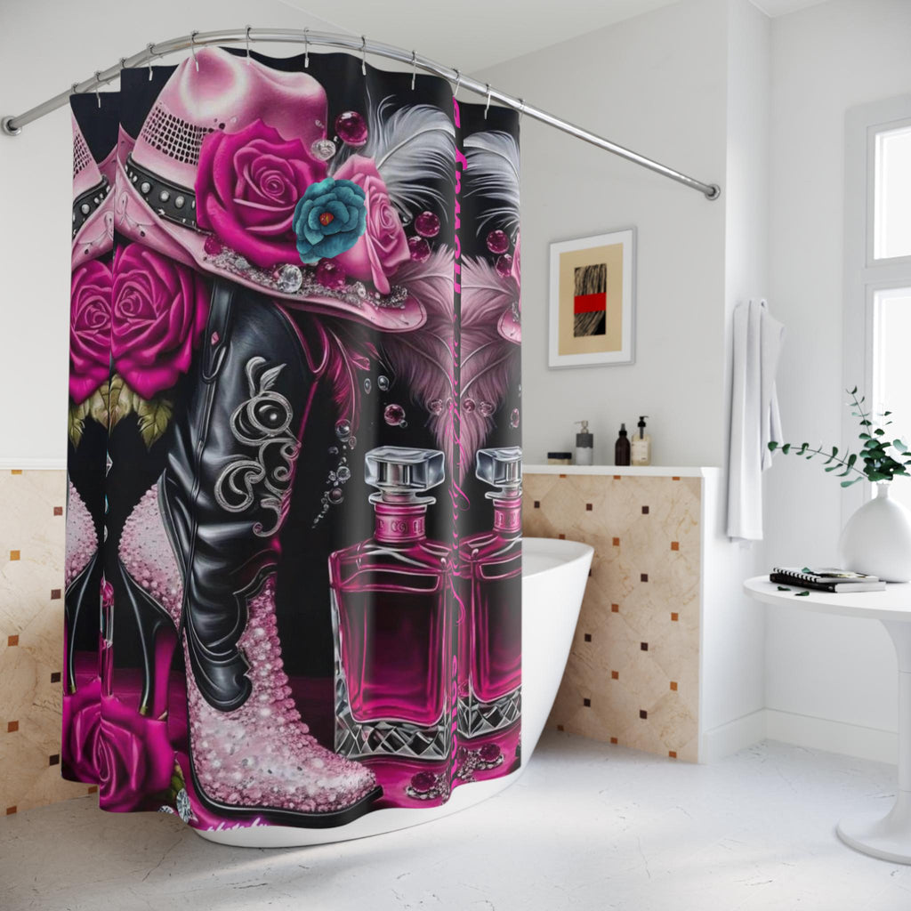 Hot Pink Cowgirl Shower Curtain: Western Bathroom Decor