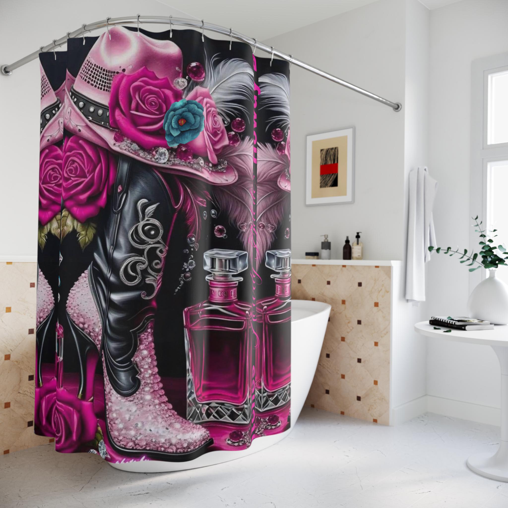 Hot Pink Cowgirl Shower Curtain: Western Bathroom Decor