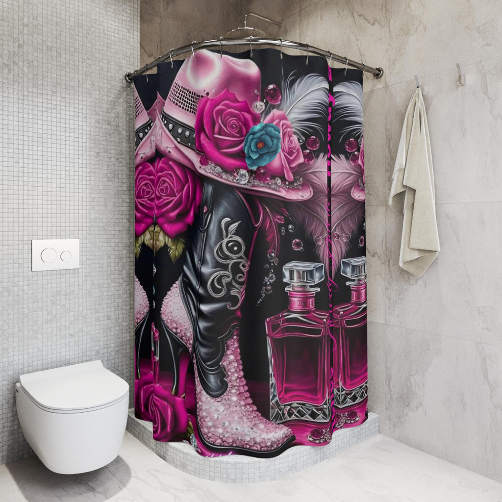 Hot Pink Cowgirl Shower Curtain: Western Bathroom Decor