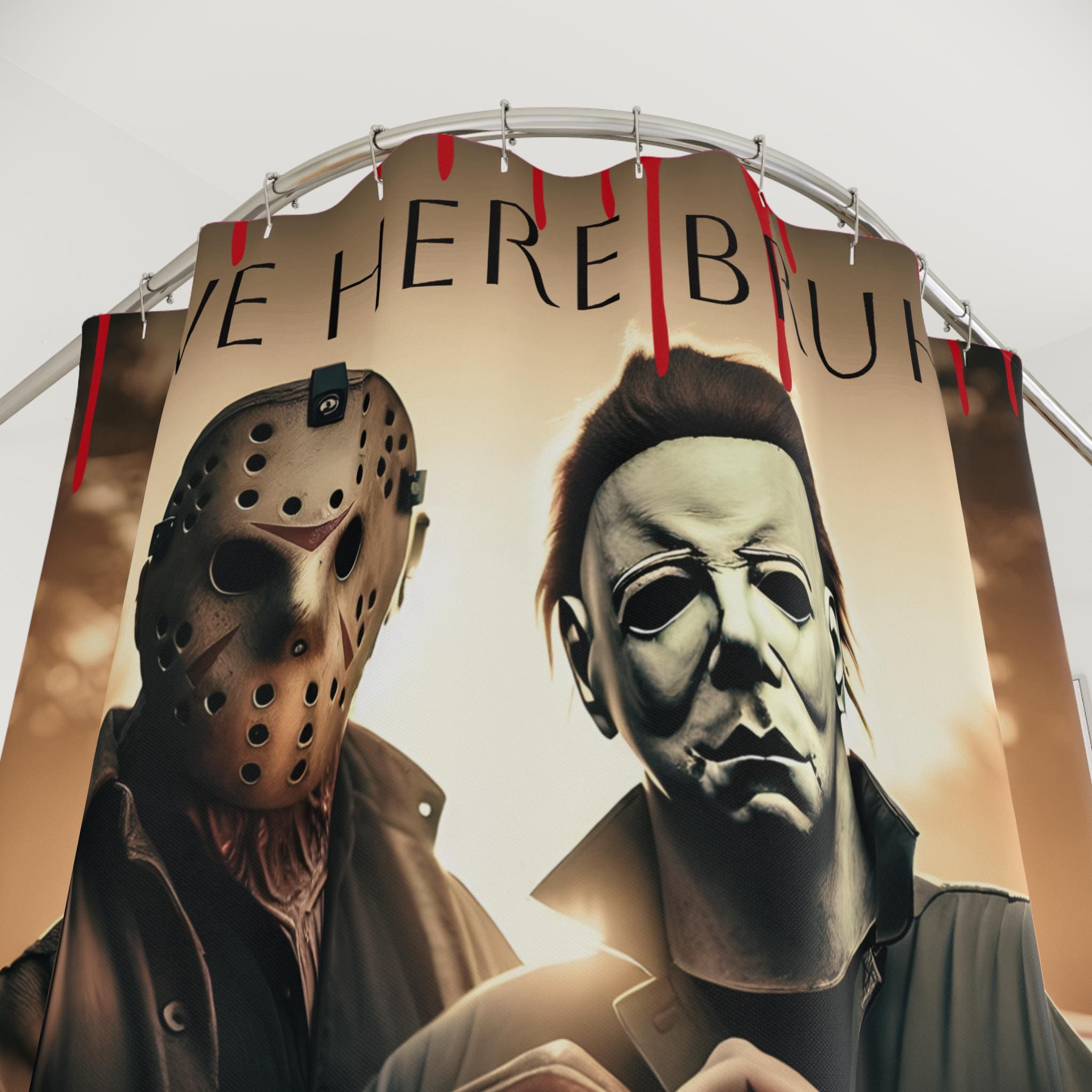 Horror Movie Shower Curtain: Michael Myers & Jason - Gothic Halloween Decor