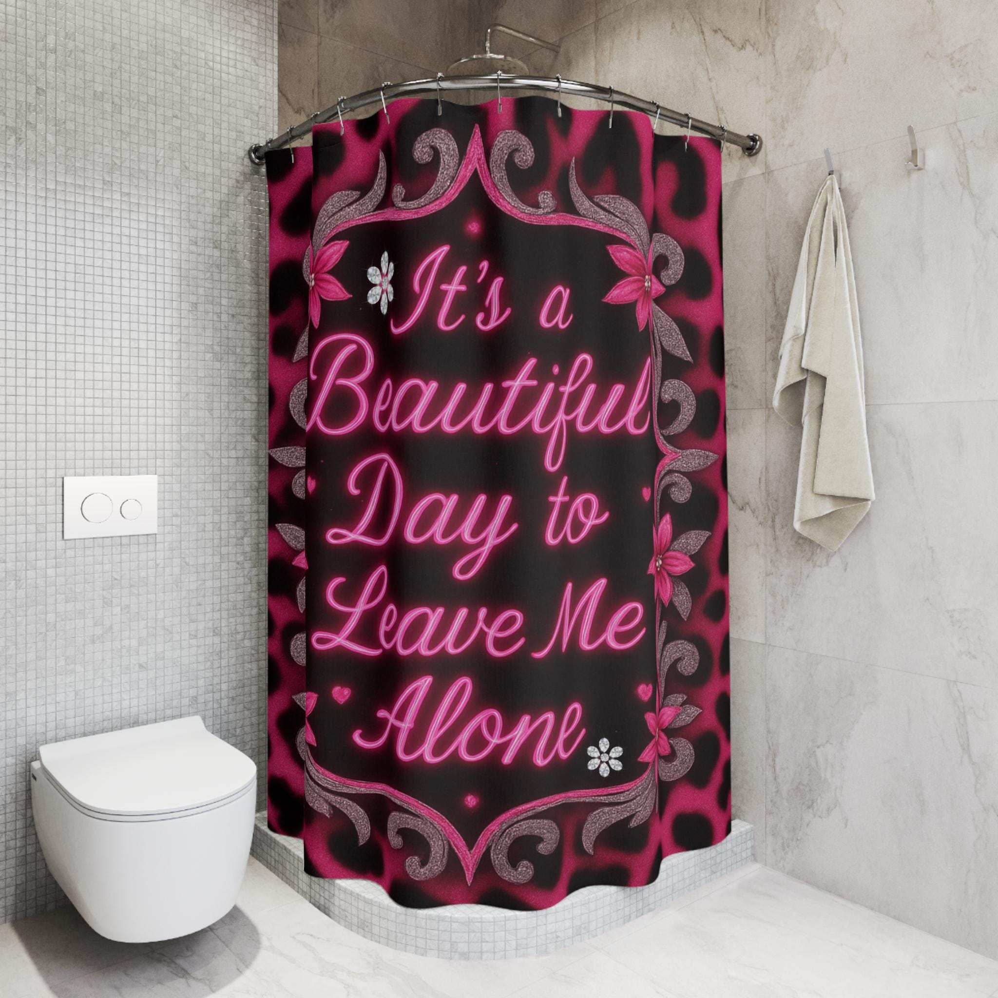 Pink Leopard Print Shower Curtain: Gothic Punk Bathroom Decor