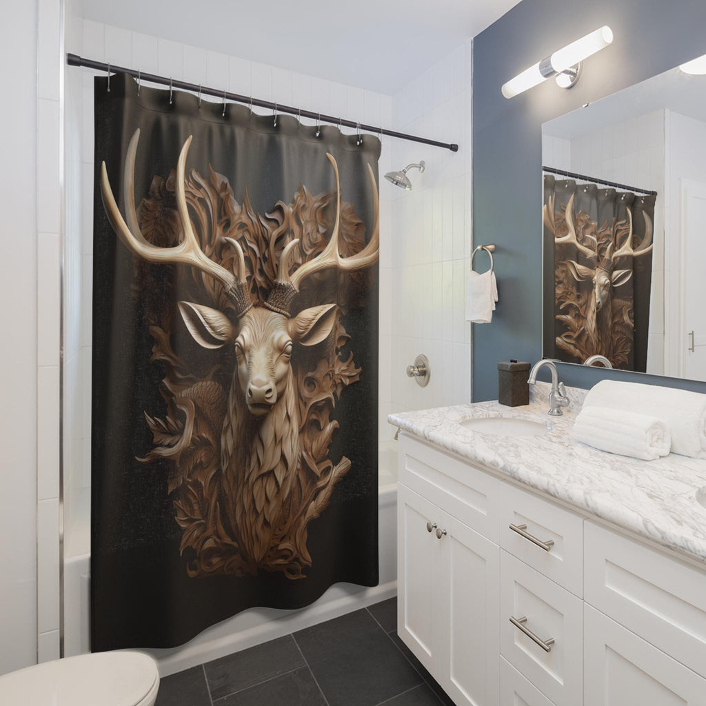 Hunting Buck Shower Curtain: Wildlife Cabin Decor