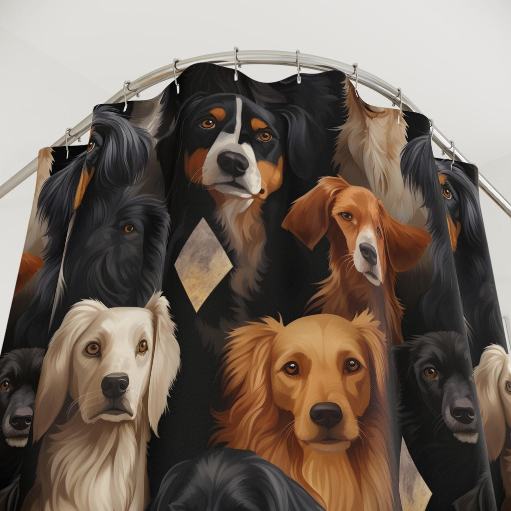 Dog Breed Print Shower Curtain, Pets Bathroom Decor