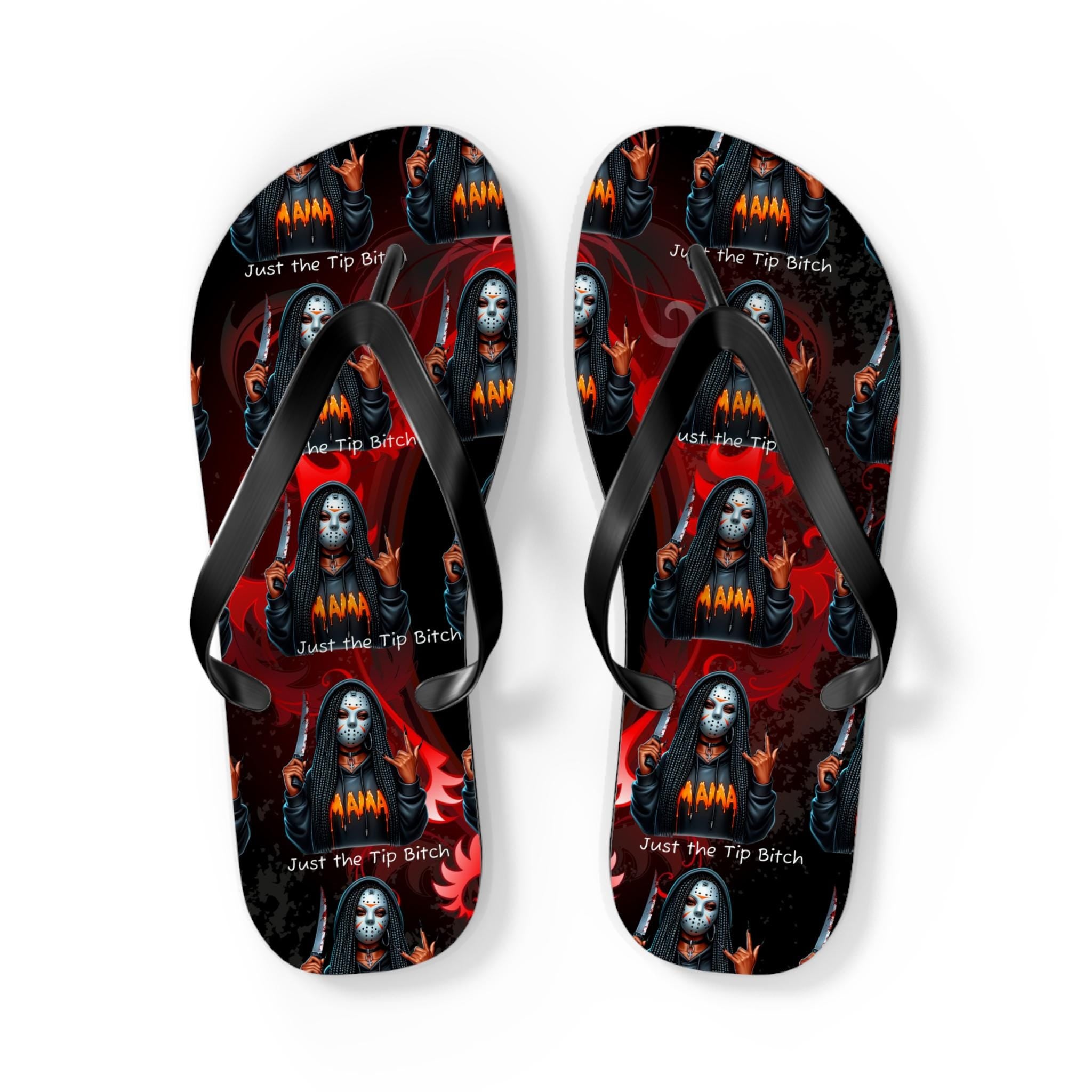 Gothic "Just the Tip" Flip Flops: Beach Sandals, Summer Footwear