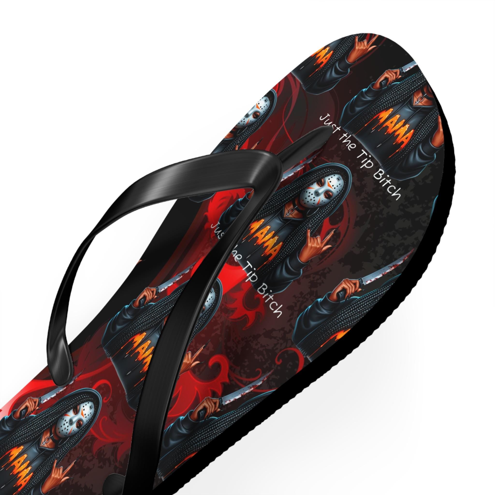 Gothic "Just the Tip" Flip Flops: Beach Sandals, Summer Footwear