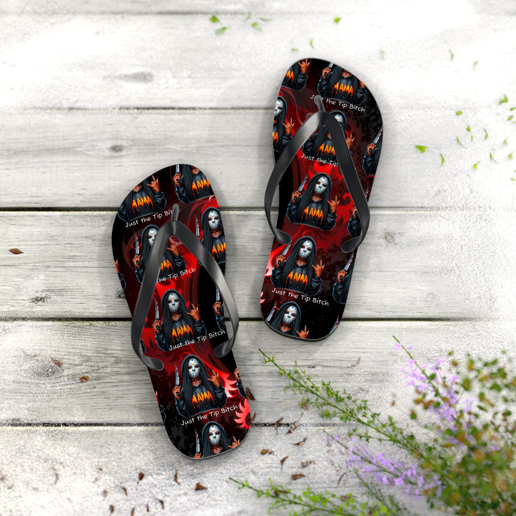 Gothic "Just the Tip" Flip Flops: Beach Sandals, Summer Footwear