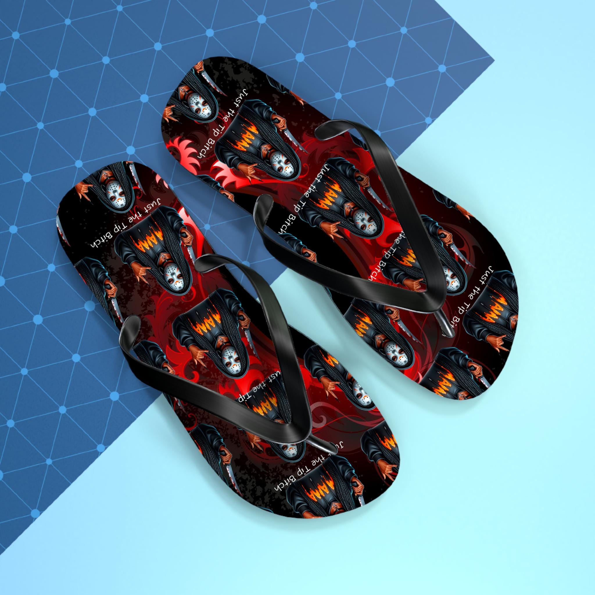 Gothic "Just the Tip" Flip Flops: Beach Sandals, Summer Footwear