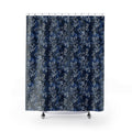 Blue Winter Floral Shower Curtain, Elegant Botanical Bathroom Decor