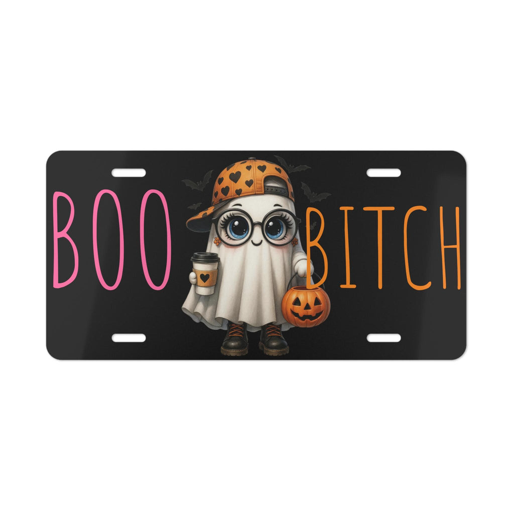 Boo Bitch Ghost Vanity Plate, Spooky Halloween Auto Decor