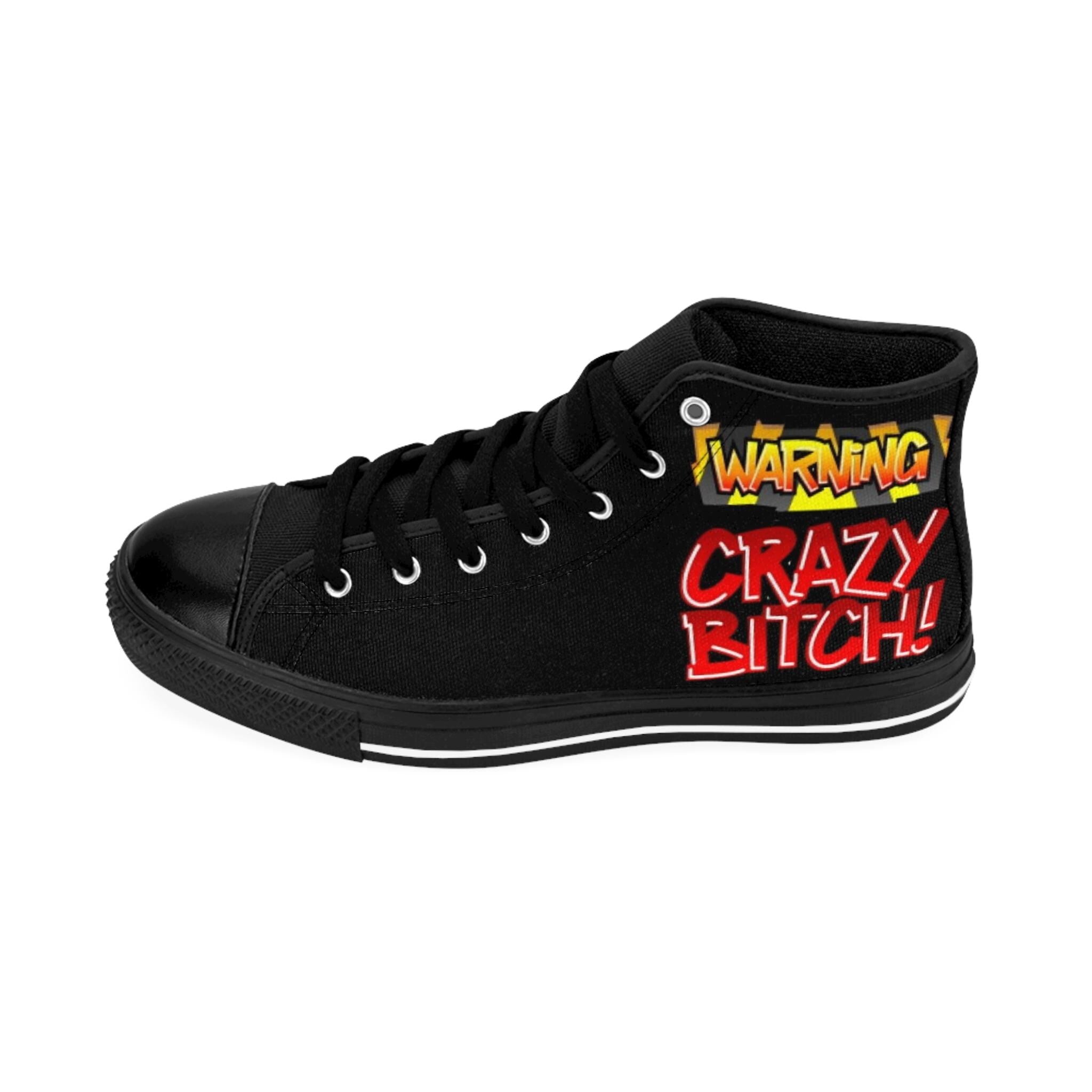 Warning: Crazy Bitch Unique Converse Inspired Trendy Retro Women's Shoes