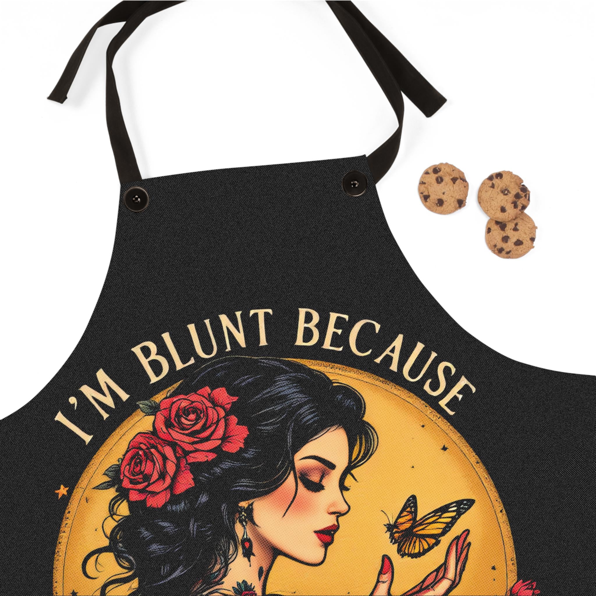 Funny Graphic Cooking Apron, Blunt Tattooed Woman, Gift for Foodie