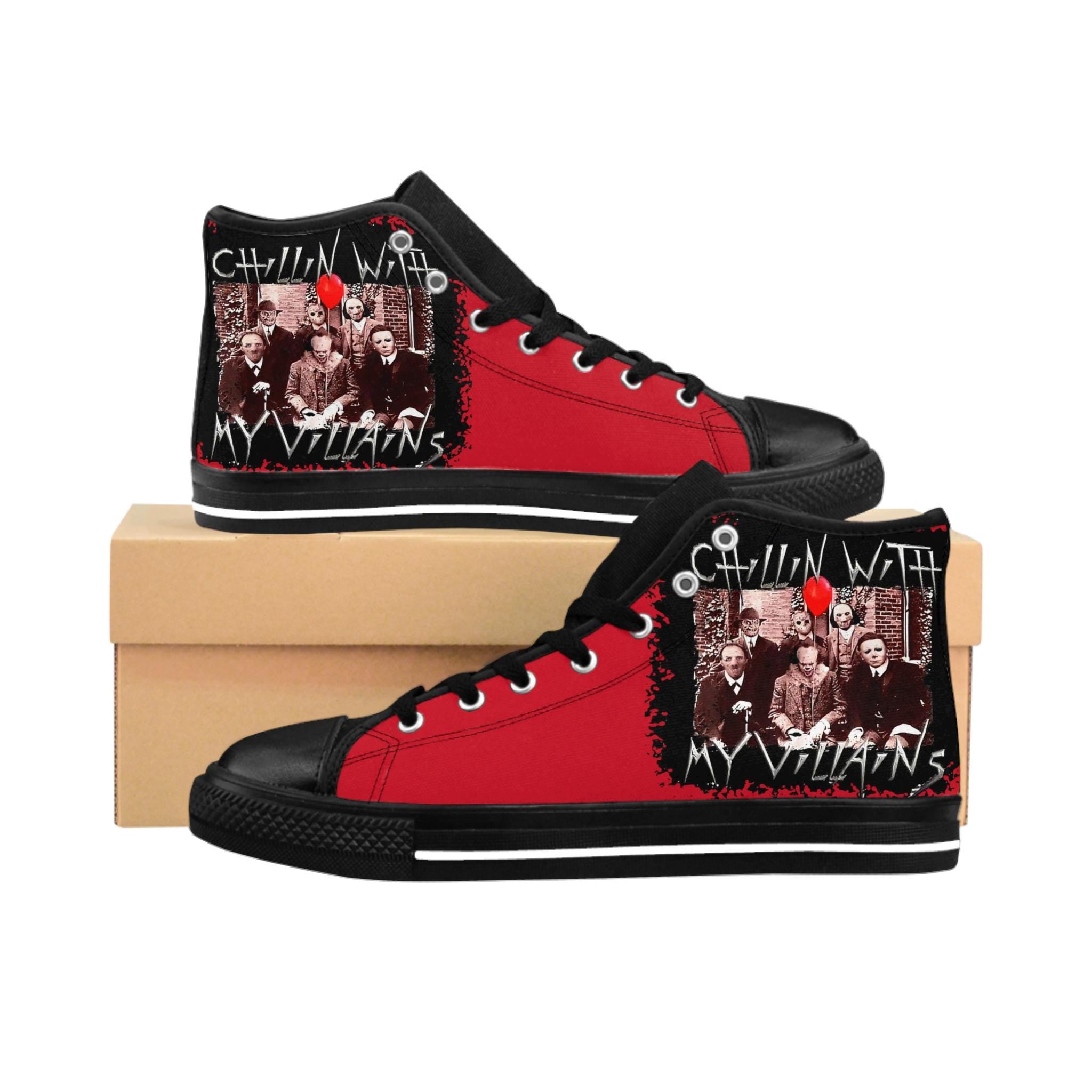 Red Villains Canvas Sneakers: Women's Edgy Fashion