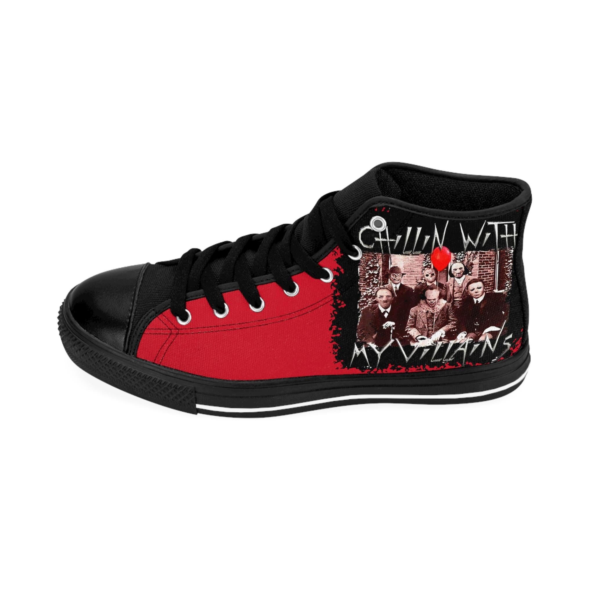 Red Villains Canvas Sneakers: Women's Edgy Fashion