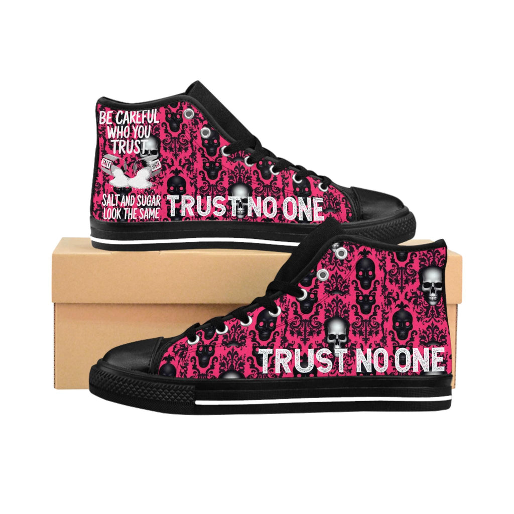 Pink Goth Be Careful Trust, Women's Fashion Shoes, Statement Sneaker, Trust Inspirational Footwear