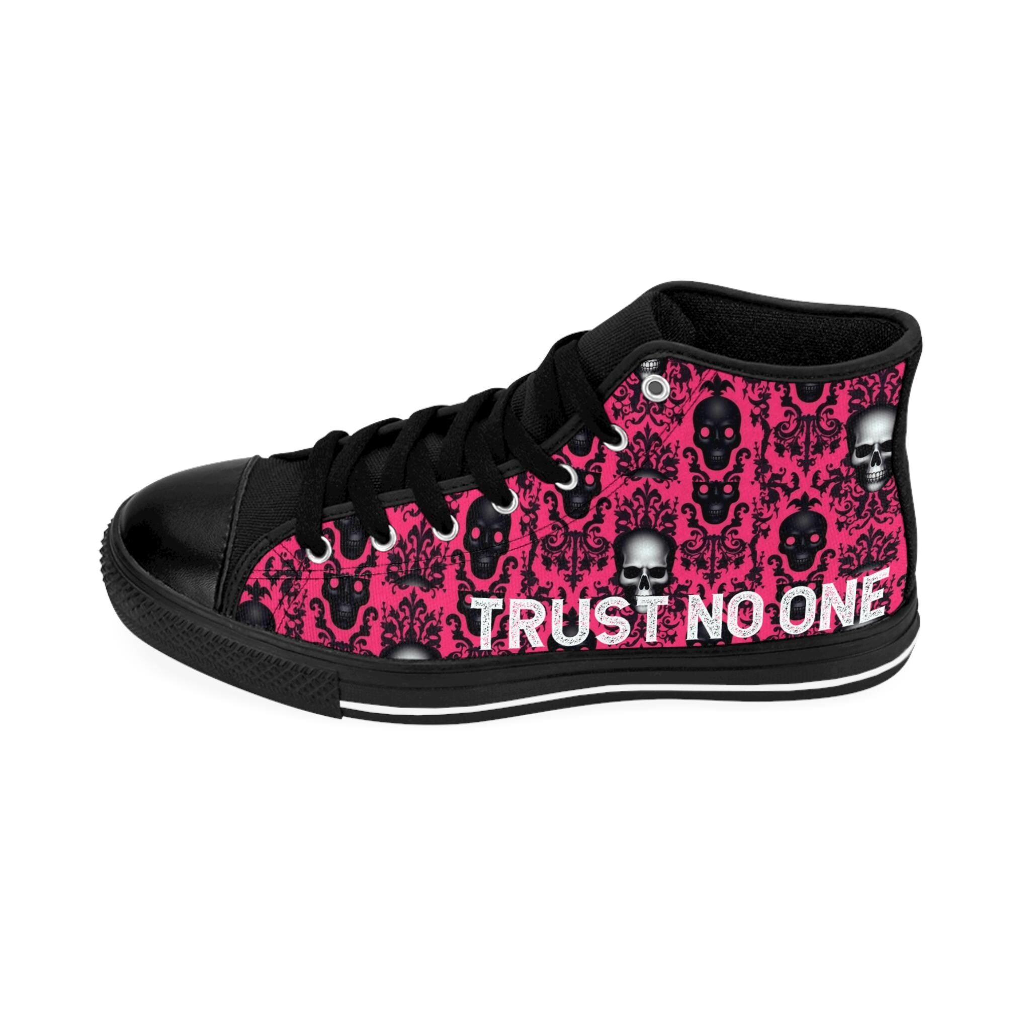 Pink Goth Be Careful Trust, Women's Fashion Shoes, Statement Sneaker, Trust Inspirational Footwear
